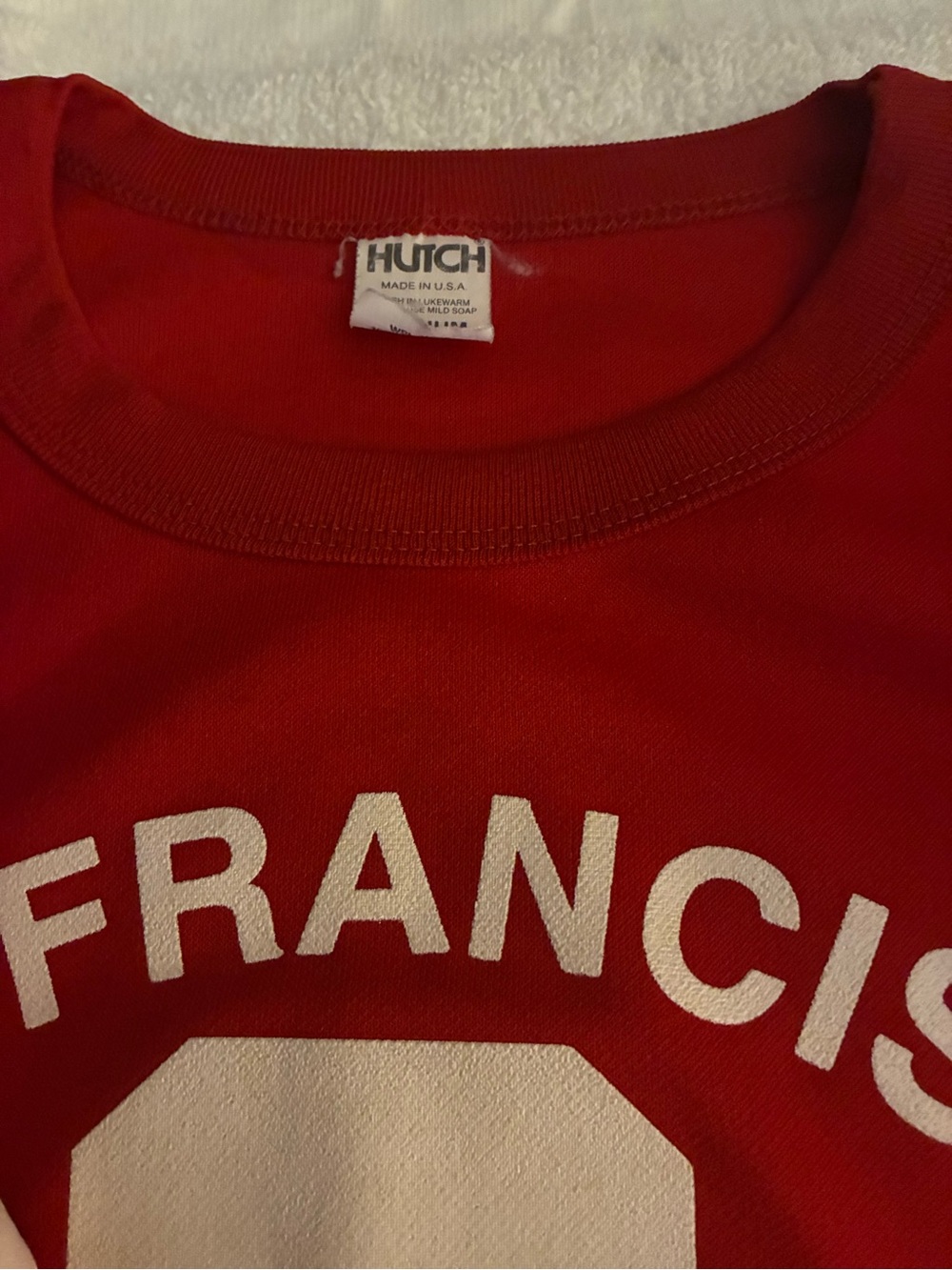 Pre-owned Steve Young Youth Hutch Red Crewneck Jersey with White Graphic #8